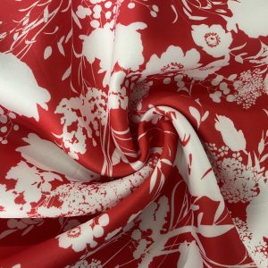 3 Metre Floral Red Scuba Jersey Dress Making Fabric