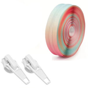Printed Teal & Pink Colour Nylon 5mm Zip By the Meter