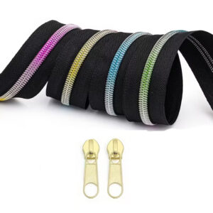Printed Rainbow Colour Gradient Teeth Nylon 5mm Zip By the Meter
