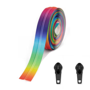 Printed Rainbow Colour Nylon 5mm Zip By the Meter