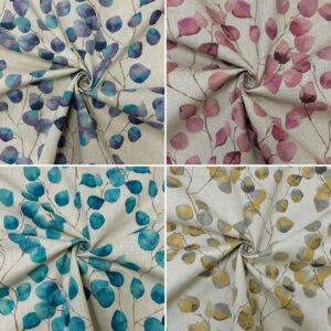 Digital Eucalyptus Leaves Print Cotton Rich Linen Fabric Upholstery