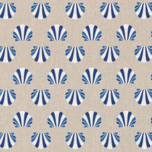 Sea Shells Nautical Print Cotton Rich Linen Fabric Upholstery