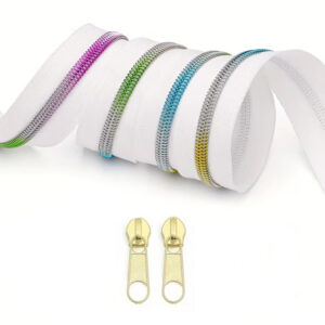 Printed Rainbow Colour Gradient Teeth Nylon 5mm Zip By the Meter