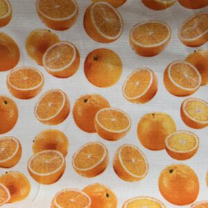 Cream Oranges Fruits Printed Canvas Fabric