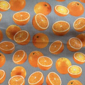 Beige Oranges Fruits Printed Canvas Fabric
