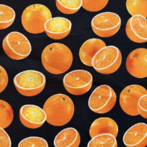 Black Oranges Fruits Printed Canvas Fabric