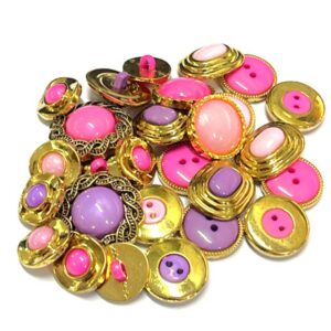 Fancy Pink & Purple Shade Mix Size Shank Buttons