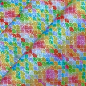Mermaid Glitter PU Vinyl Leatherette Fabric - Tutti Frutti