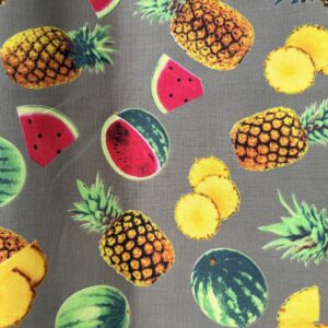 Beige Fruits Printed Canvas Fabric
