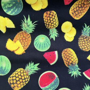 Black Fruits Printed Canvas Fabric