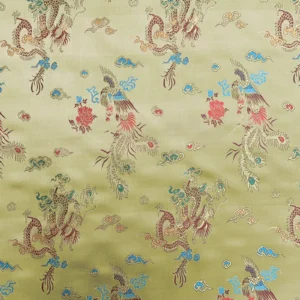 Gold Dragon & Floral Chinese Brocade Fabric