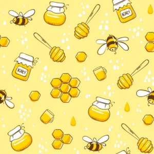 Bees and Honey Quilting Fabric Digital Print 100% Cotton Fabric