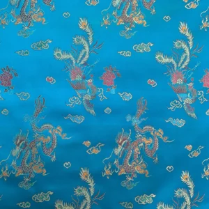 Kingfisher Dragon & Floral Chinese Brocade Fabric