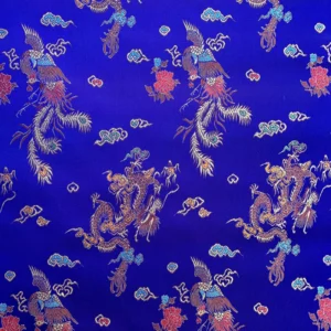 Royal Blue Dragon & Floral Chinese Brocade Fabric