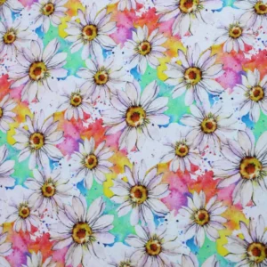 Watercolor Daisies Daisy Flower Quilting Fabric Digital Print 100% Cotton Fabric