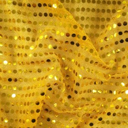 6mm Round Hologram Sequins Sparkle Fabric - Yellow Gold