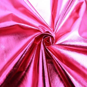 Tricot Lame Metallic Finish Foil Fabric - Pink