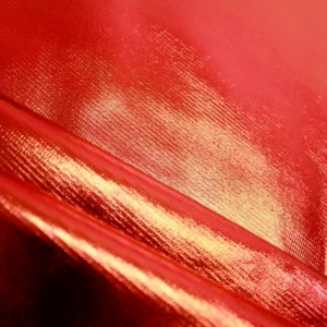 Tricot Lame Metallic Finish Foil Fabric - Red