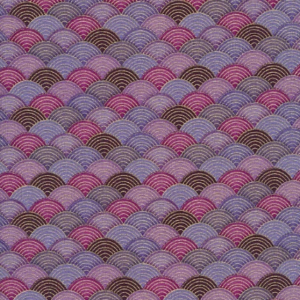Mauve Purple Seigha Pattern Fish Scales Uroko 100% Cotton Japanese Fabric