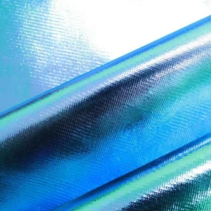 Tricot Lame Metallic Finish Foil Fabric - Turquoise